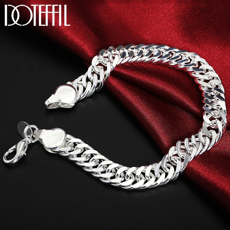 

DOTEFFIL 925 Sterling Silver Snake 10mm Side Chain Bracelet For Man Women Wedding Engagement Party Jewelry