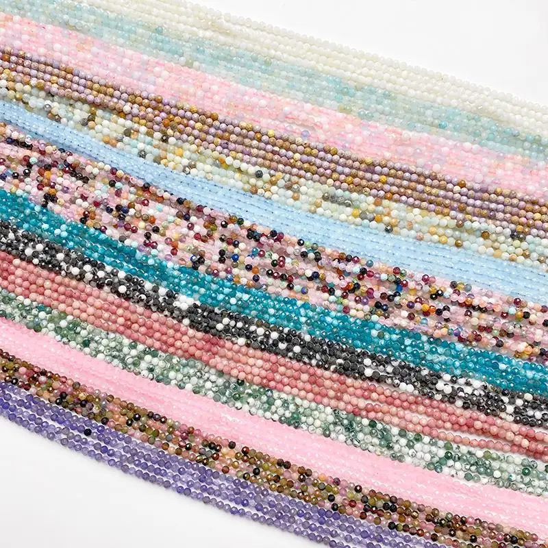 40pcs/Lot 3mm Colorful Natural Stone Faceted Bead Loose Spacer Beads for Women Jewelry Making DIY Bracelet Necklace Accessories