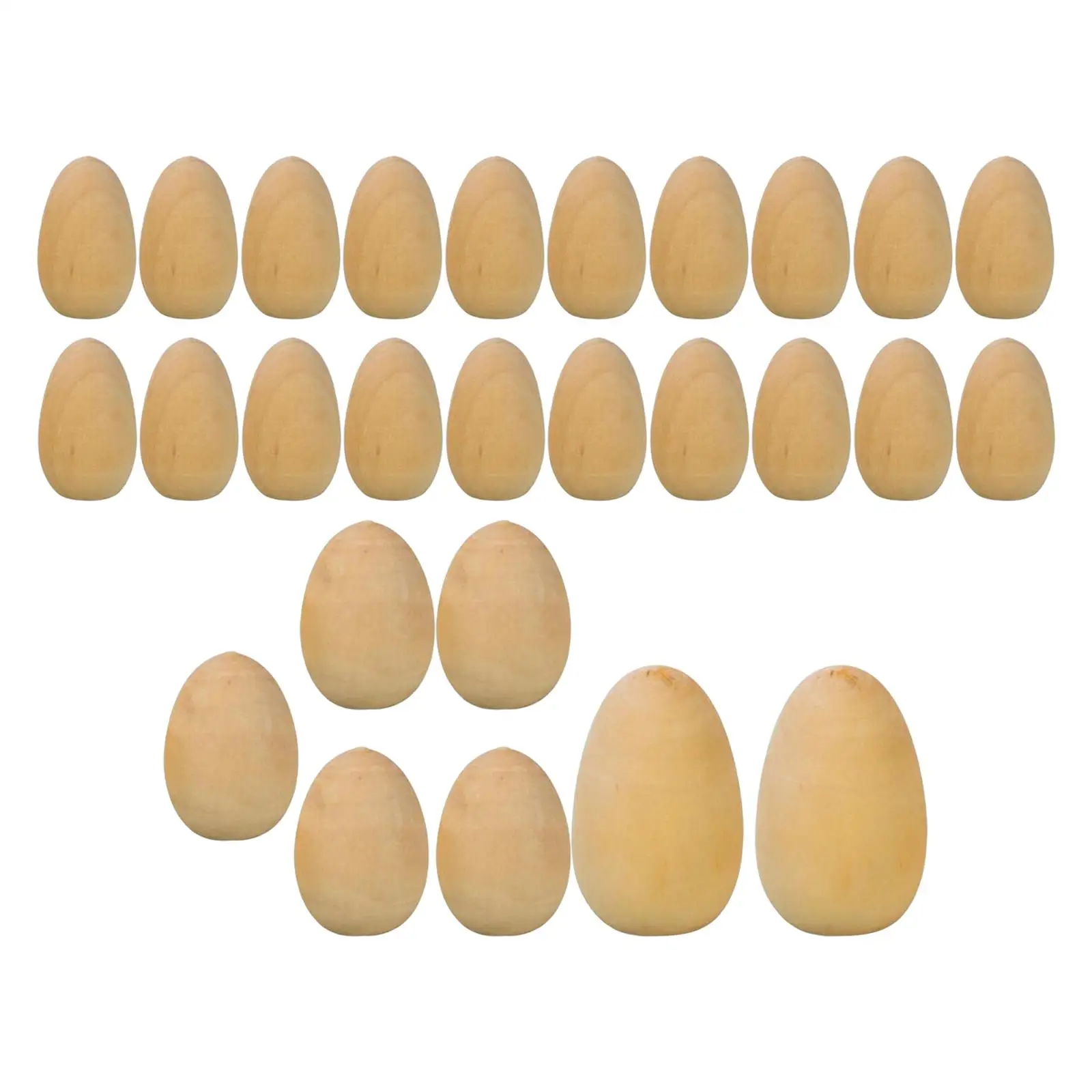 27Pcs Unfinished Wood Eggs with Flat Bottom Painted Exercise Manual Graffiti Wooden Blank Eggs for Basket Fillers
