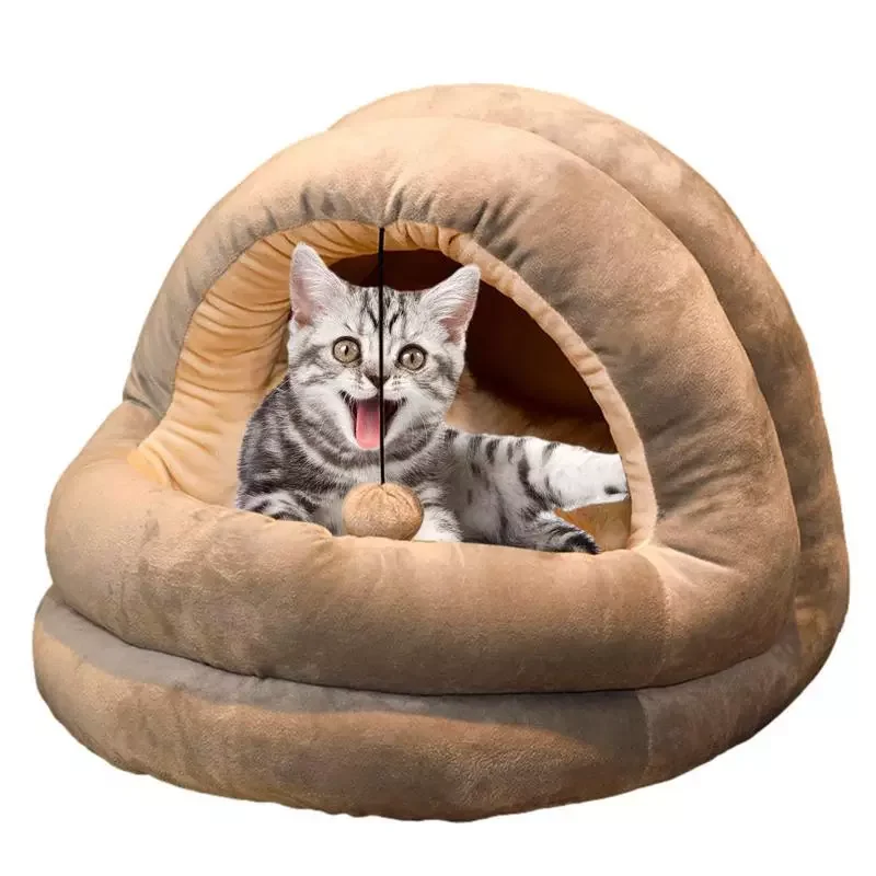 

NEW2023 Cat Closed Bed For Cats Kitten Puppy Small Dogs Indoor Cat Sleeping Bed Pet Tent Cave Bed Mat Hole Cotton Hideoutbedding