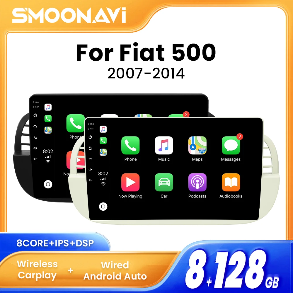 

Автомобильная Мультимедийная система Carplay, Android 12, для FIAT 500 2007-2015, 128 ГГц, GPS-навигация, стереопроигрыватель, 4G, Wi-Fi, SIM