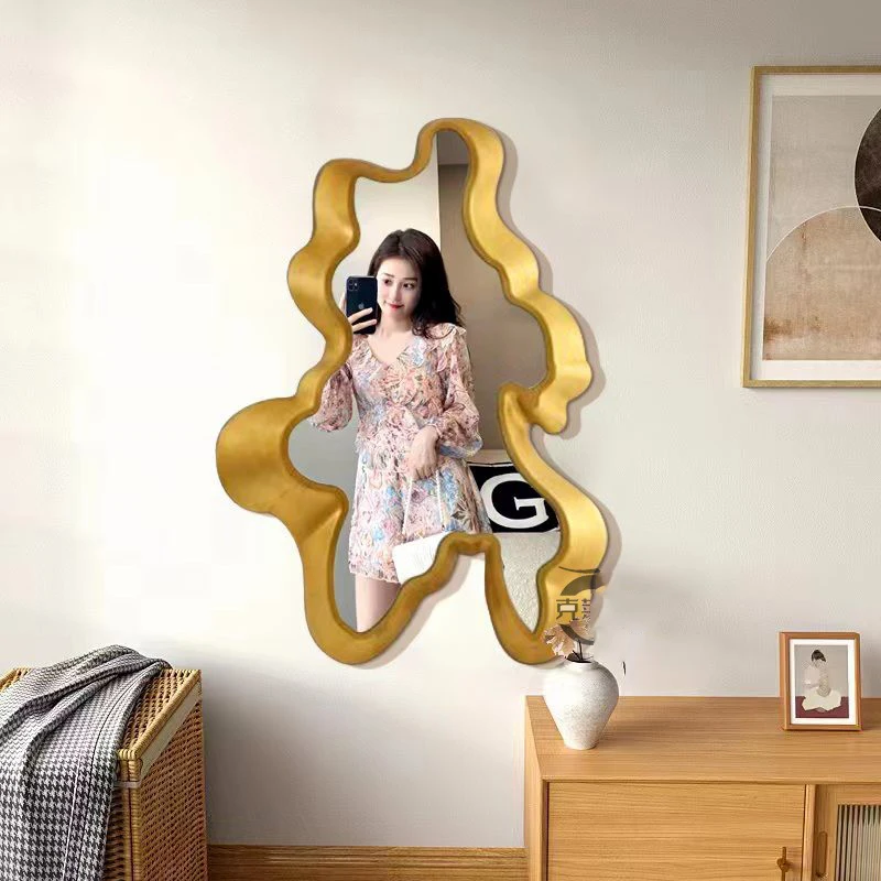 

Golden Irregular Wall Makeup Decorative Mirror Full Body Shower Aesthetic Large Mirror Bathroom Deco Chambre Home Design YX50DM