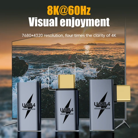 Прямой/локоть адаптер типа C «мама» на «папа» 240 Вт, адаптер для быстрой зарядки, 8K, 60 Гц, USB C — USB C для iPhone 15 16