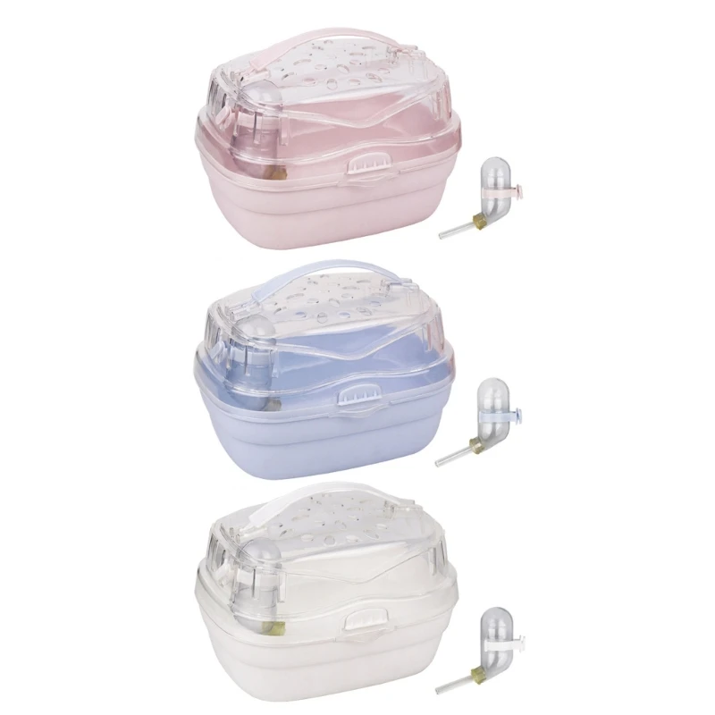 

Guinea-Pig Travel Cage Hamster-Carriers with Water Bottle Small Animal Ventilable Carry Box Pet Outgoing Carry-Case Cage Y9RE
