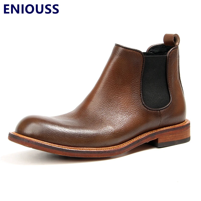 

Мужские ботинки из натуральной кожи, без шнуровки, в европейском стиле