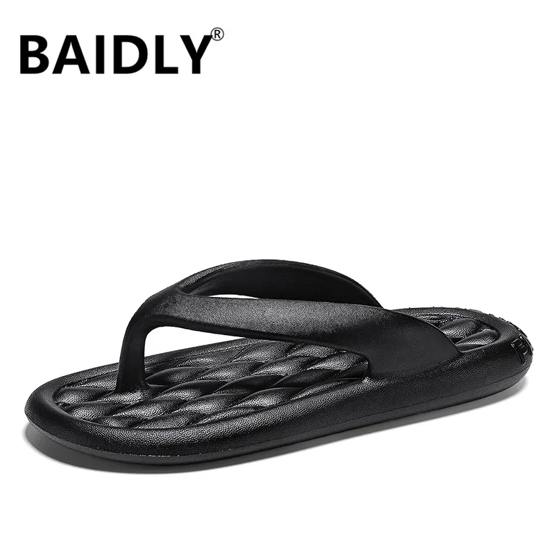 

Soft Home Slippers Men Summer Indoor Skid Proof Bathroom Slippers Sandals Hotel Solid Color Men Flip Flops Flat Shoes Big Size