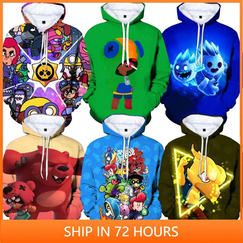 

Crow Hoodie Game 3D Sweatshirt Browlerss EMZ and Star, Shoot Children's Baby Clothing Kids Leon Tops 2022 Boys Girls