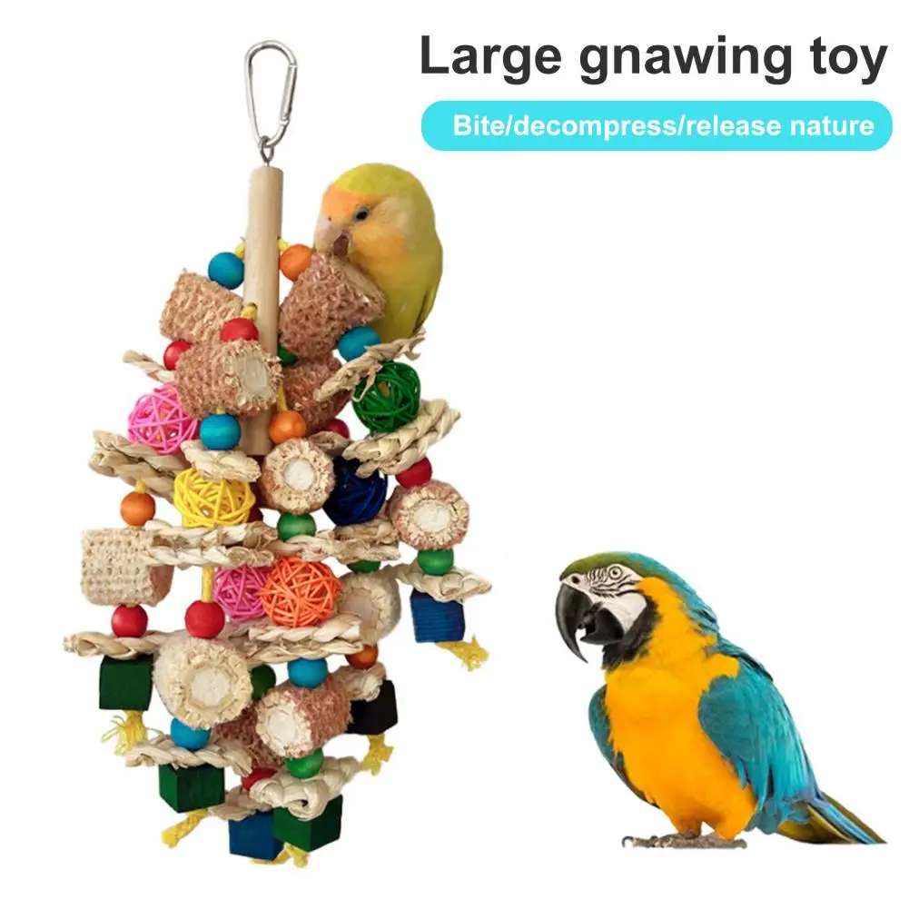 

Parrot Toy Natural Corn Cob Bird chew Toys Anxiety Relief Fun Exercise Bird Toy Colorful Wooden Blocks Vine Balls Bite Skewers