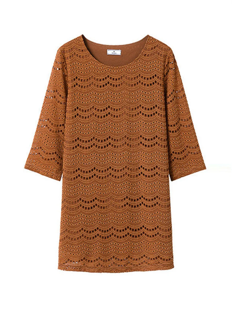 Блузка женская кружевная с полурукавом и круглым вырезом на весну/лето TT2179 |