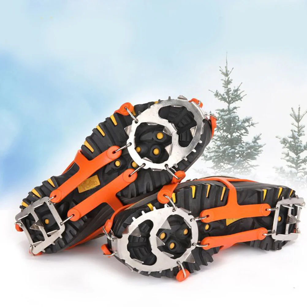 

1 Pair 18 Snow Gripper Anti Shoe Cover Spikes Crampons Traction Cleats for Running Winter Outdoor Supplies Orange Size