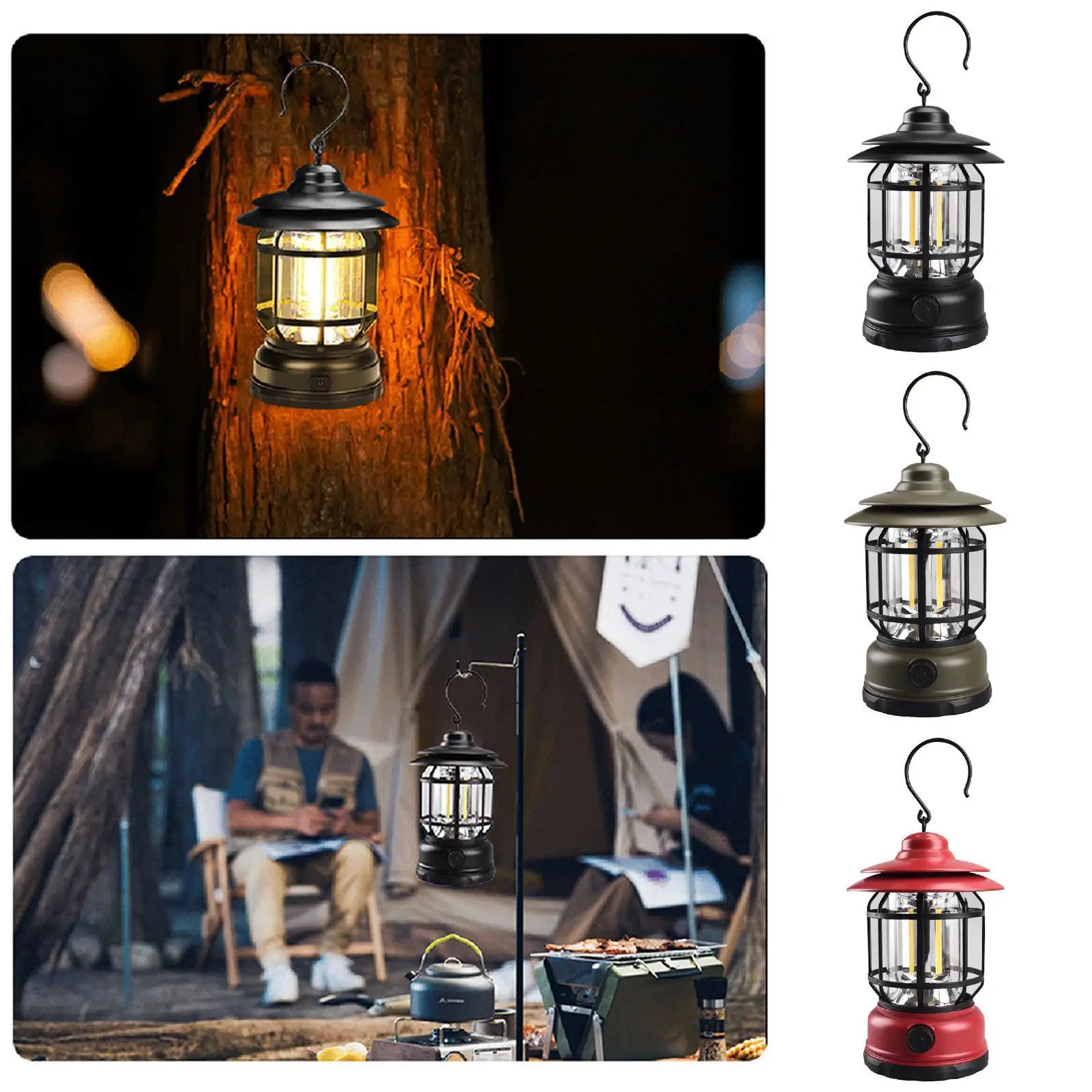 

Retro Portable Camping Lantern ABS Multifunctional Outdoor Kerosene Vintage Camp Lamp Tent Light For Hiking Climbing Yard NEW