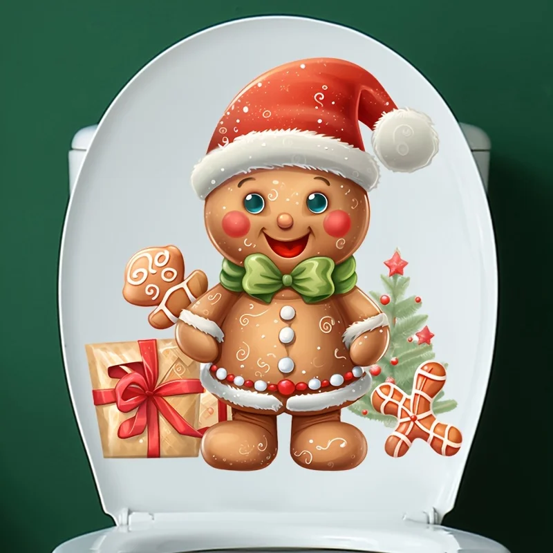 Настенная наклейка ПВХ Рождественский пряничный человечек и снеговик S716