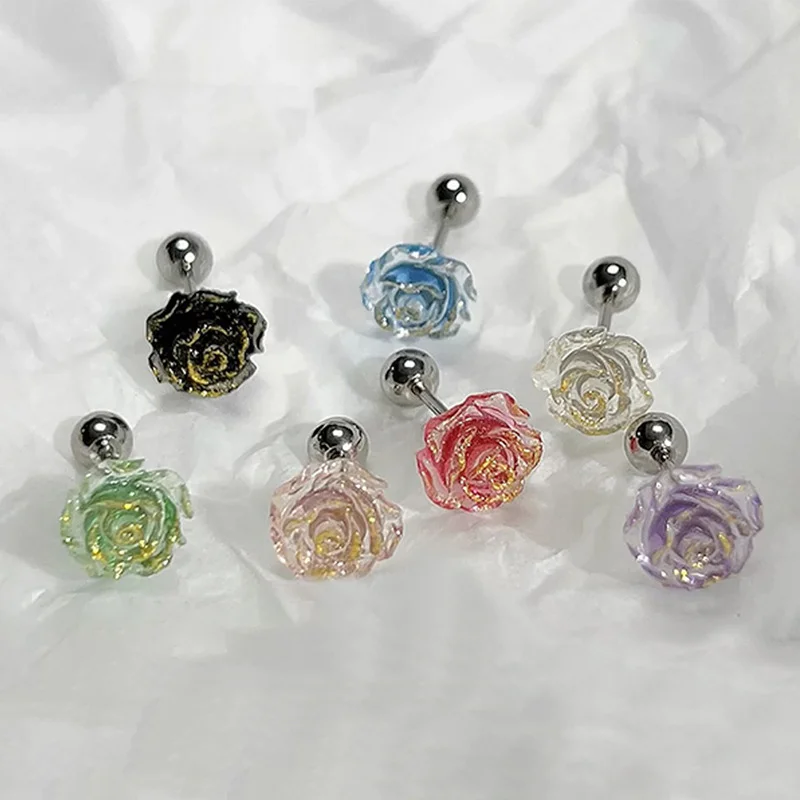 

Minar Vintage Multicolor Resin Acrylic Camellia Flower Drop Earrings Shiny Flake Statement Earring for Women Wedding Jewelry