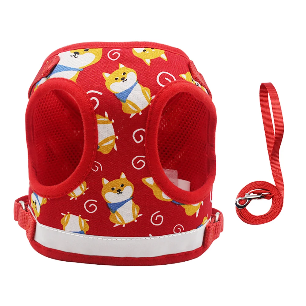 

Dog Harness And 1.5m Leash Set Breathable Reflective Vest Pet Chest Strap For Small Medium Dogs Cat Outdoor Walking Dog Supplies