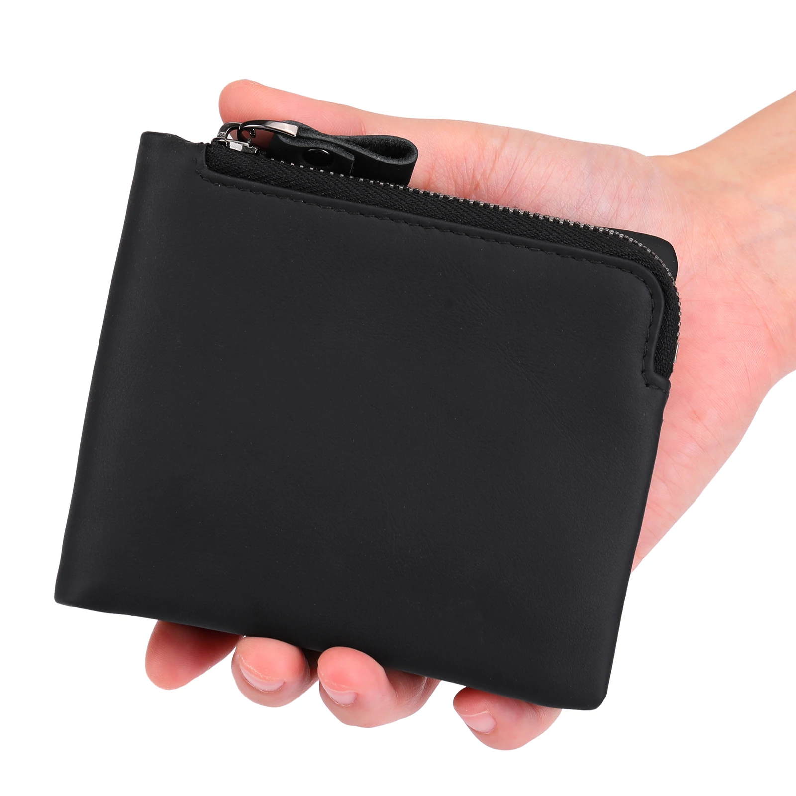 Luxury Genuine Leather Mens Purse Male Zipper Card Holders with Coin Pocket Rfid Wallets Gifts for Men Money Bag