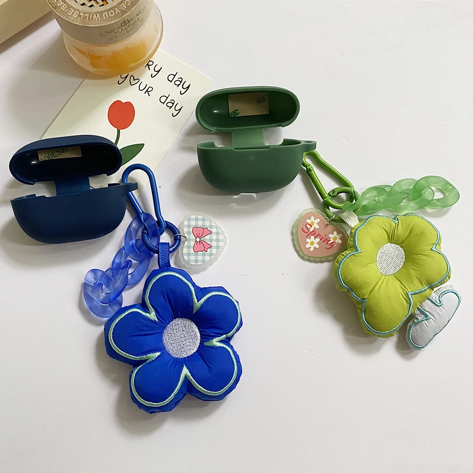 

Luxury Flower Case For Nokia E3101 / E3102 / E3600 Case Silicone Bluetooth Earphone Case With Keychain Shell Box bag