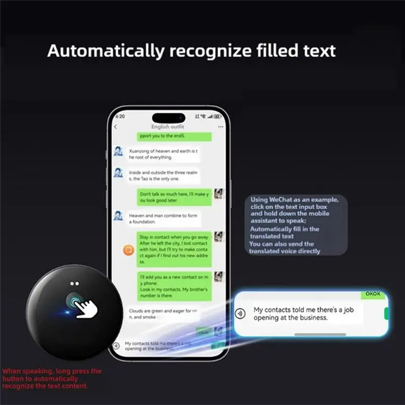 Фото Новый интеллектуальный голосовой переводчик AI102 для синхронного перевода с китайского на английский, черный №4