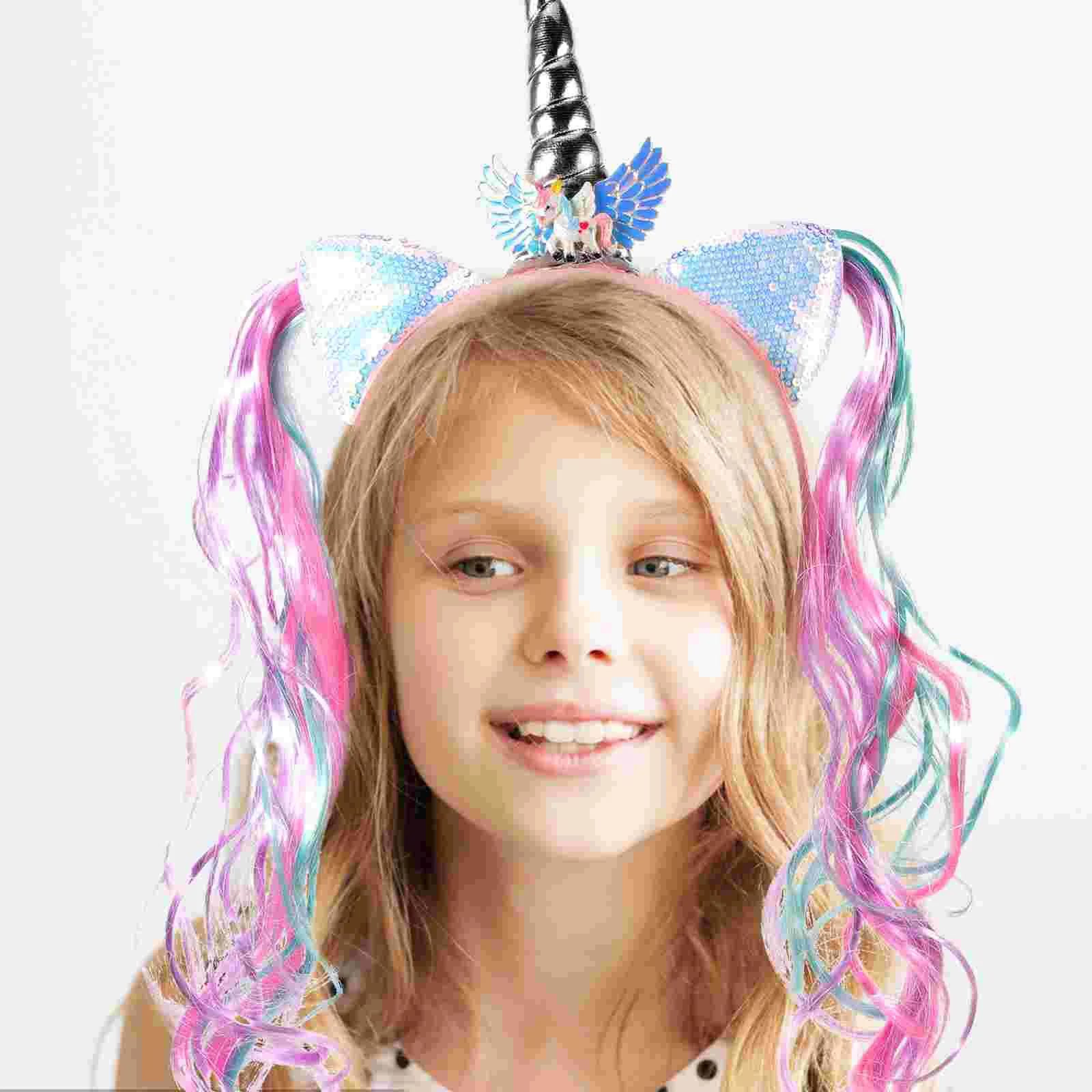 

Girl Headbands Unicorn Horn Fancy Dress Decor Fiber Christmas Girls Child