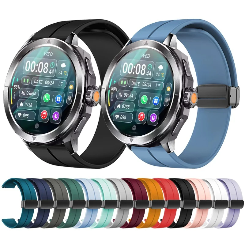 Фото Магнитный складной ремешок с пряжкой для Xiaomi S4 Ultra SmartWatch, силиконовый ремешок для Xiaomi S4 Ultra Huawei GT 5, ремешок для часов, браслет №1