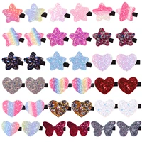 2pclot glitter hairpins for girls shiny sequines star love butterfly hair clips birthday gift baby hair accessorie wholesale