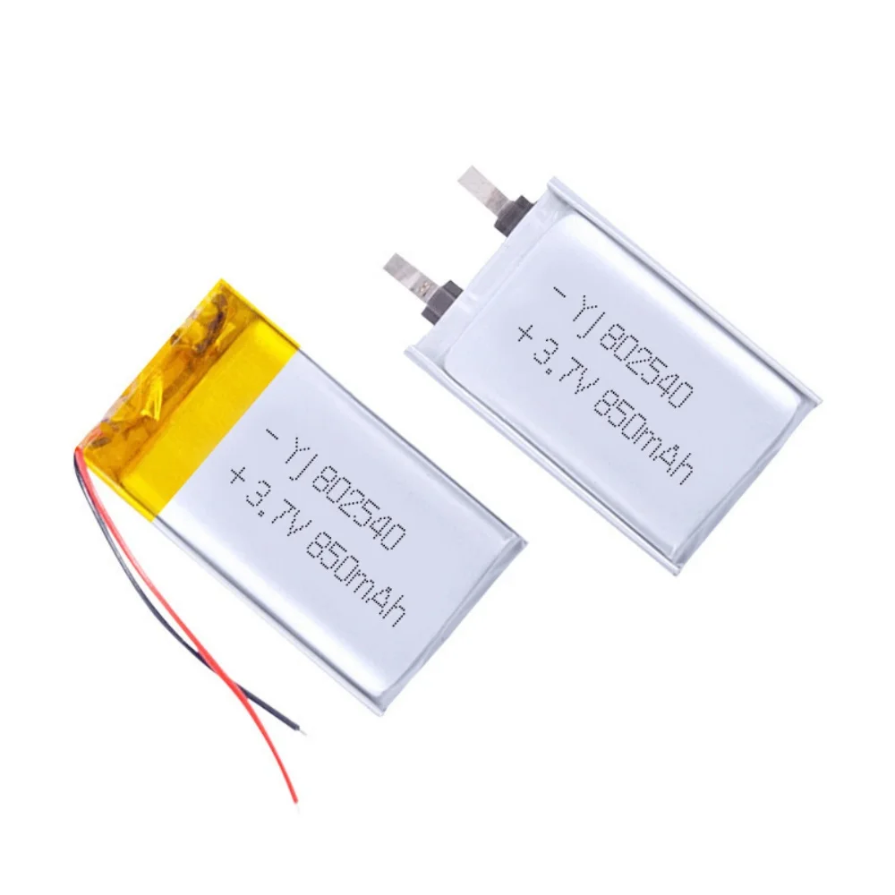 Фото 3,7 В, 850 мАч, полимерная литиевая аккумуляторная батарея LiPo 802540 для Bluetooth-гарнитуры, косметического инструмента, палочки для селфи, спрея и т. д. №1