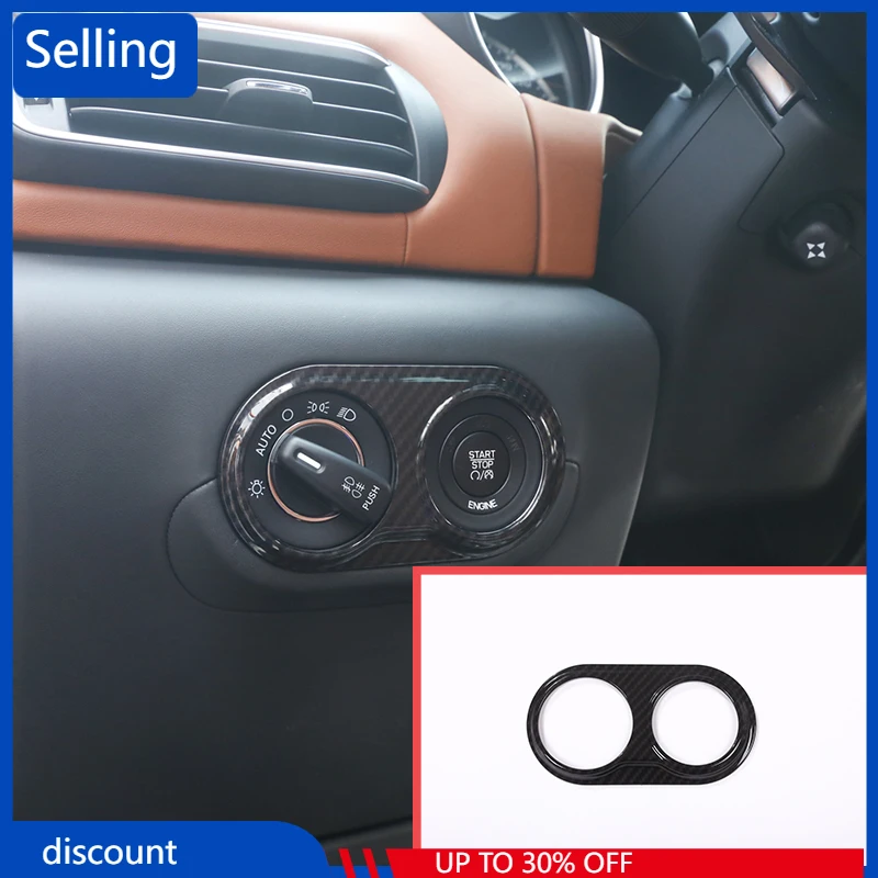

For Maserati Levante Car Accessories 2016 Carbon Fiber 1 Pcs ABS Headlight Switch Frame Cover Trim Sticker vg6