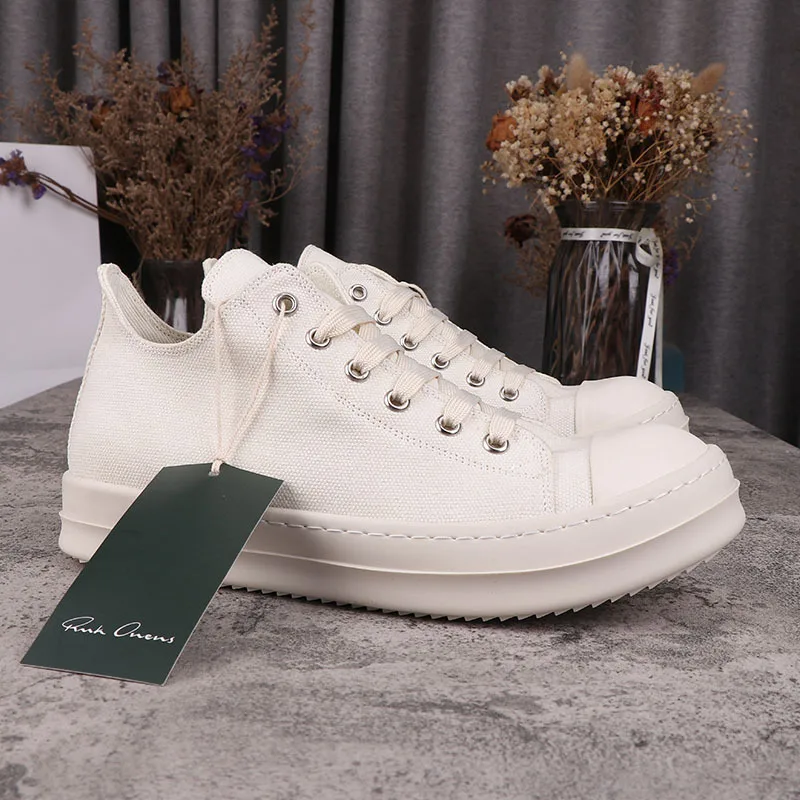 New Ro Spring and Autumn Men's and Women's Thick-bottomed Low-top Canvas Couple Beige Casual Sneakers Board Shoes