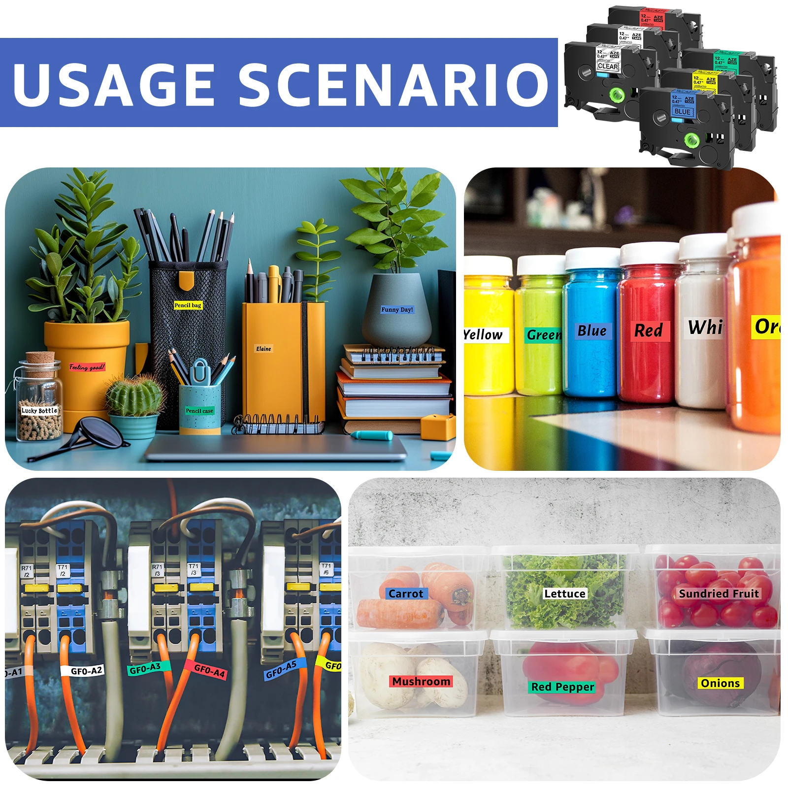 20 шт. лента для этикеток разных цветов совместимая с Brother 12 мм TZe231 TZe431 TZe531 TZe631