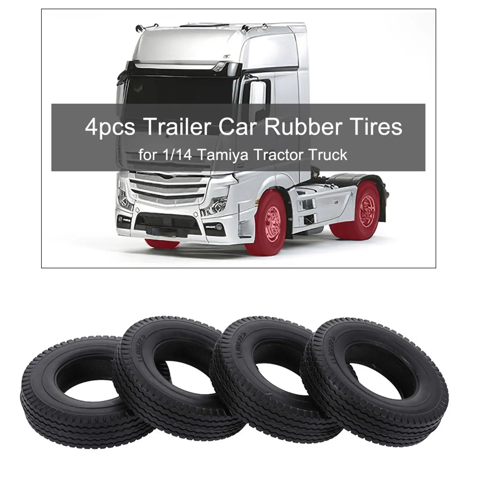 Шины для автомодели RC Car, 4 шт. из высокопрочной резины, износостойкие, размером 85х20 мм, подходят для грузовой автомодели Tamiya 1/14 Truck Tractor.