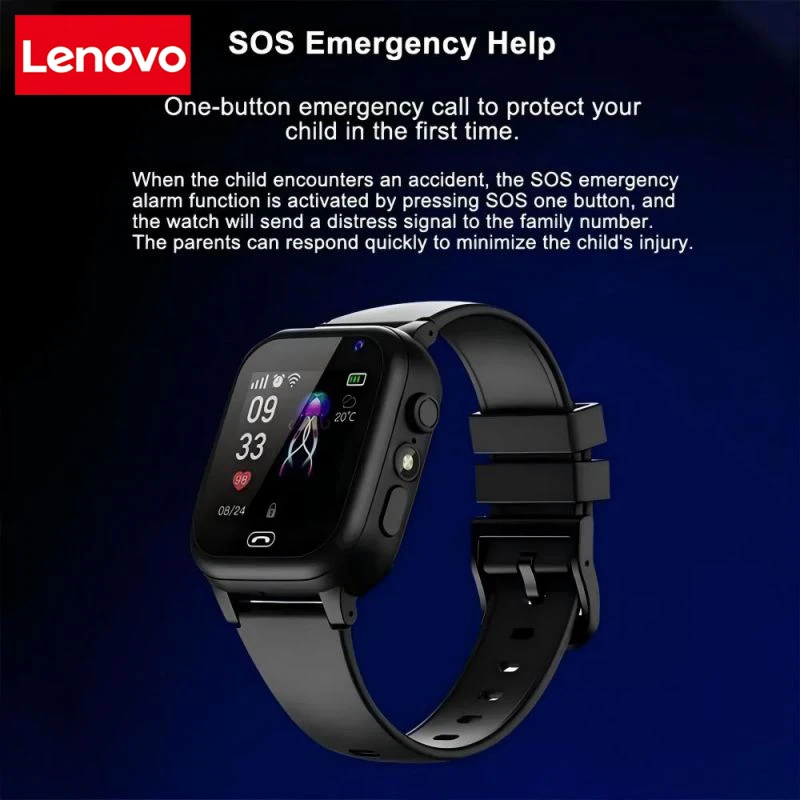 Фото Детские умные часы Lenovo, 4G, Wi-Fi, GPS, SOS, местоположение, видеовызов, аналоговая карта, водонепроницаемые часы с камерой, обновление для мальчиков и девочек, новые часы №5