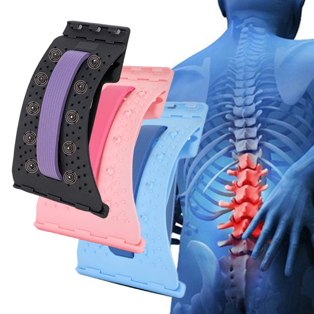 

Magnetotherapy Multi-Level Adjustable Back Massager Stretcher Waist Neck Fitness Lumbar Cervical Spine Support Pain Relief NEW