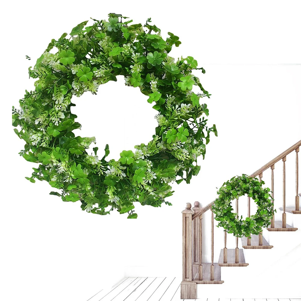 

Green Wreaths For Front Door St Patricks Day Wreaths Shamrock Wreath Clover Garland Artificial Green Leaf Wreath Home Decor