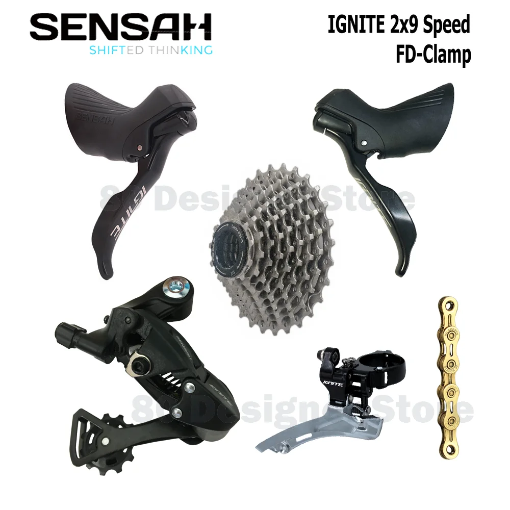 SENSAH IGNITE Road Bike Shifter Sensah 2x9 Speed Brake Lever+Cassette+Chain Bicycle R7000 Tiagra Sora Empire Pro 18s Groupset 9v