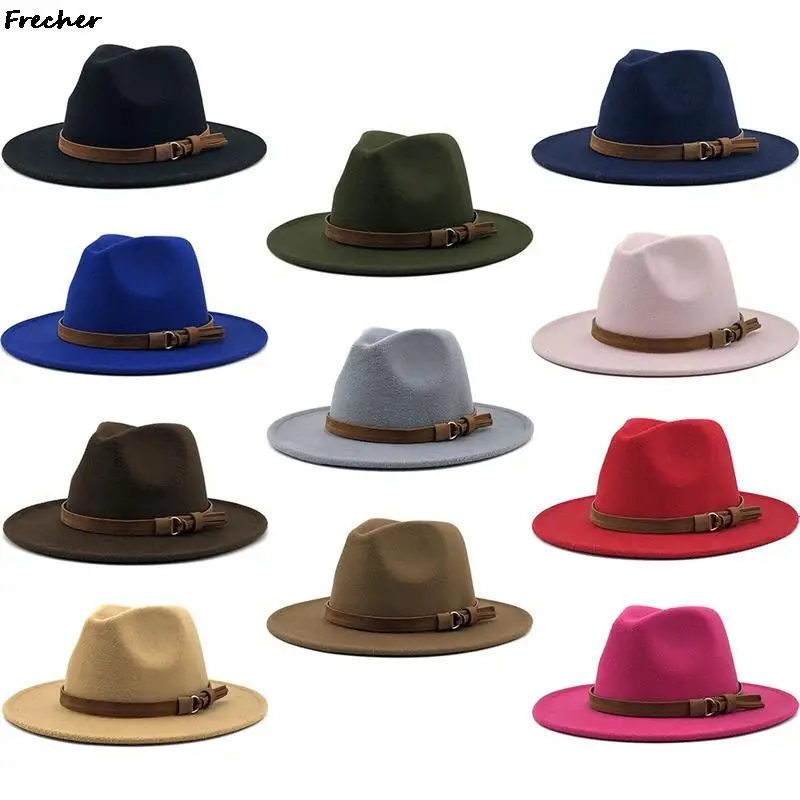 

Шляпа с широкими полями для мужчин и женщин, фетровая Федора, шляпа для церкви и торжественных случаев, модная повседневная шапка в джазовом стиле, Зимняя