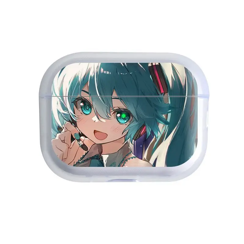 Фото Чехол для наушников с мультяшным рисунком Hatsune Miku, Bluetooth-чехол для наушников, подходит для AirPodsPro3/2, AirPods 4/3/2/1, прозрачный мягкий чехол для гарнитуры №5