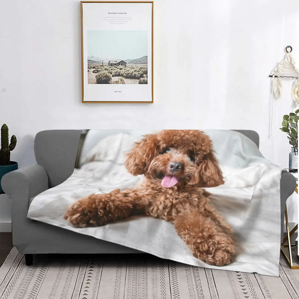 

Cute Poodle Blankets Gift for Animal Dog Lover Flannel Throw Blanket Bed Sofa Portable Soft Warm Bedspread 09