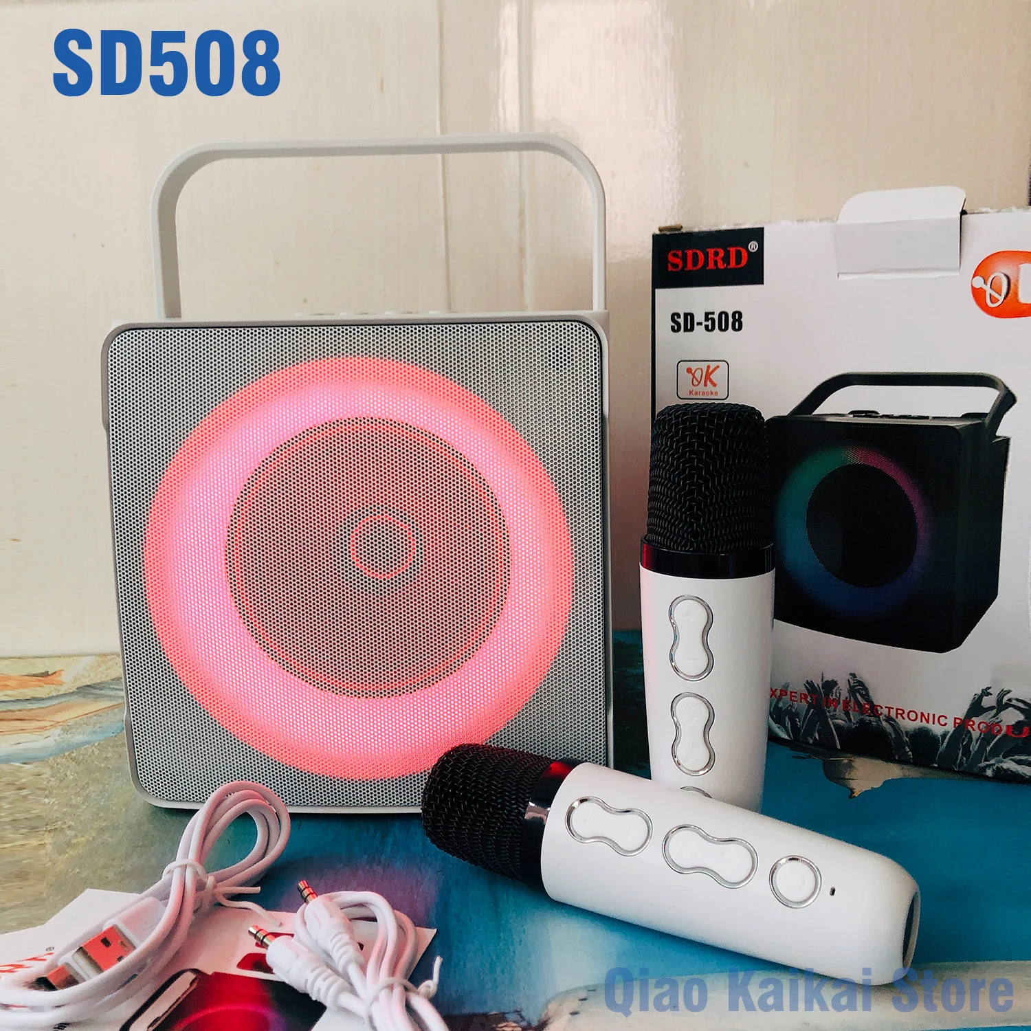 

Portable Bluetooth Speaker Home Karaoke Dual Wireless Microphone Live TV FM radio TF card USB Subwoofer Music Center Audio SD508