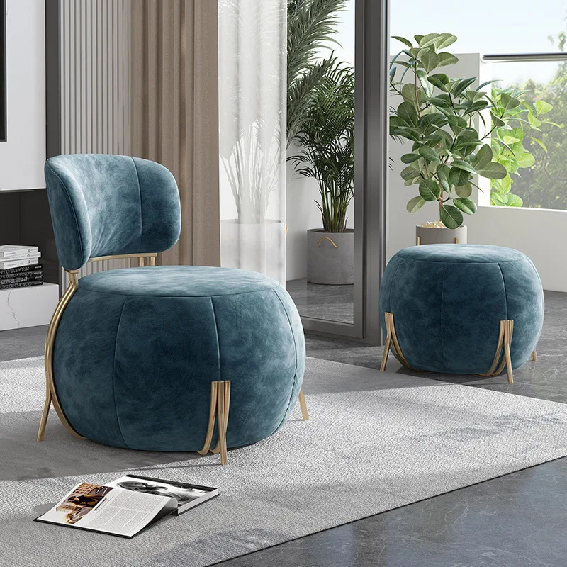 

Light luxury single sofa chair designer velvet reception negotiation living room lazy sofa foot pier