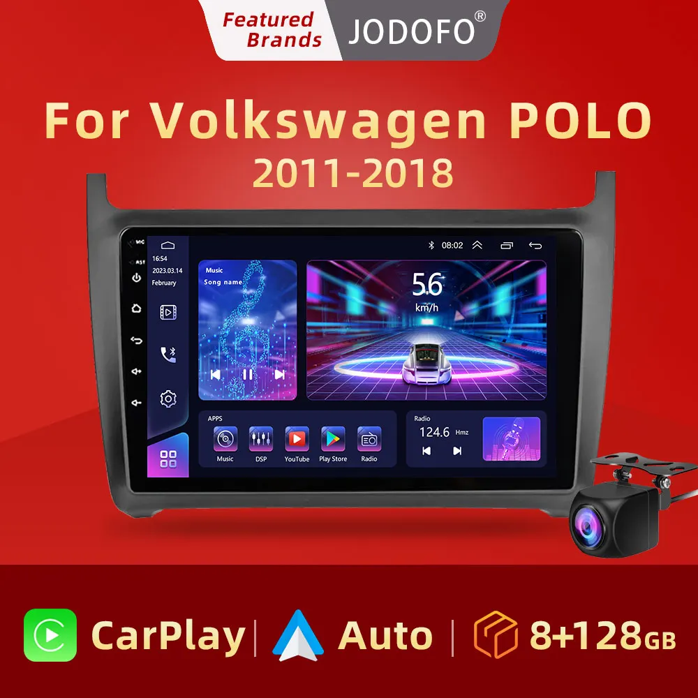 Jodofo 9 &quot2 Din мультимедийный видеоплеер для VW Volkswagen Polo 2011-2018 Carplay Android 11 авто радио