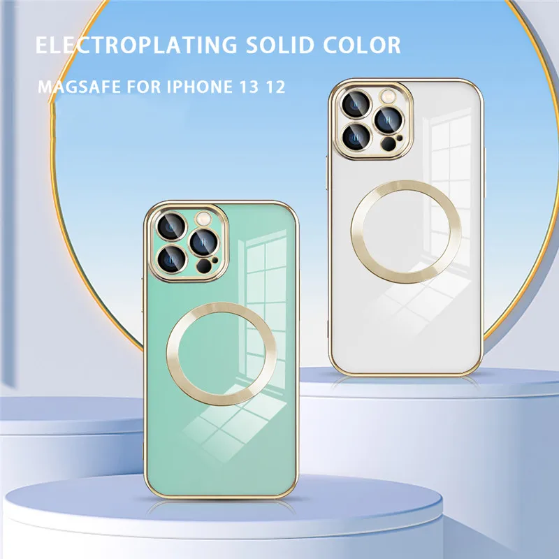 

Новый Магнитный чехол для MagSafe iPhone 13Pro Max с беспроводной зарядкой для iPhone12 гальванизированная пленка для объектива пылезащитный сетчатый за...