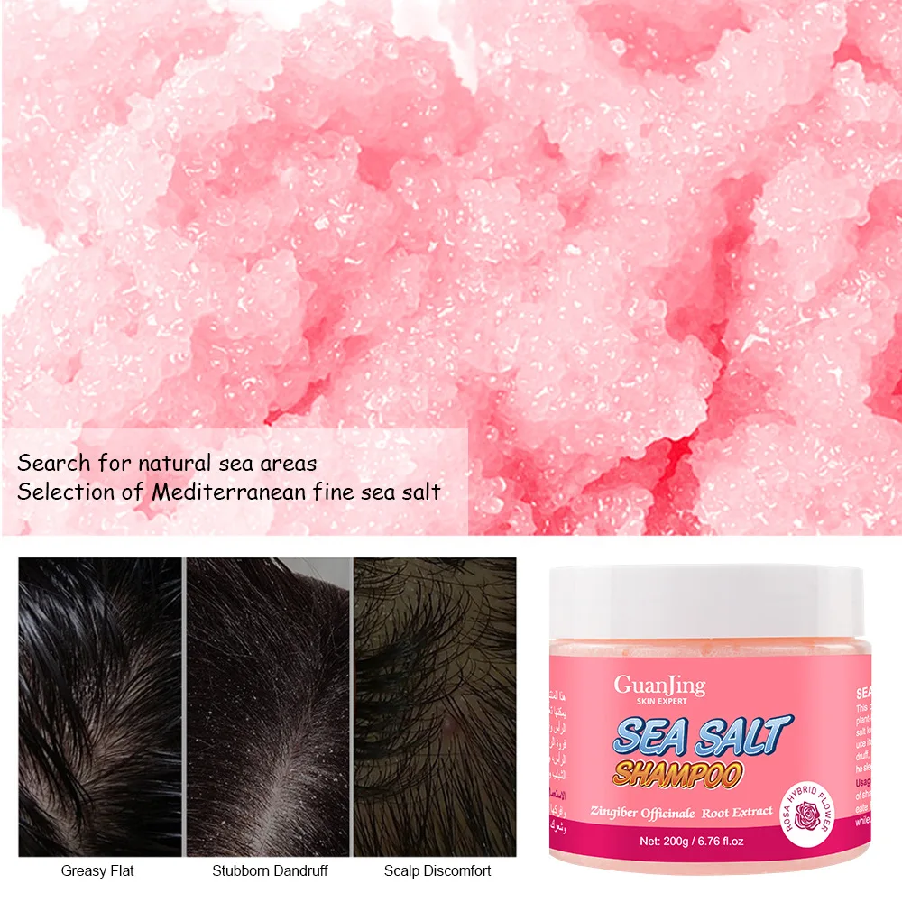 Sea Salt Rose Scalp Scrub Oil Removing Care Scalp Shampoo Fluffy Hair Growth  Mesotherapy Hair Repair Serum Soft and Smooth