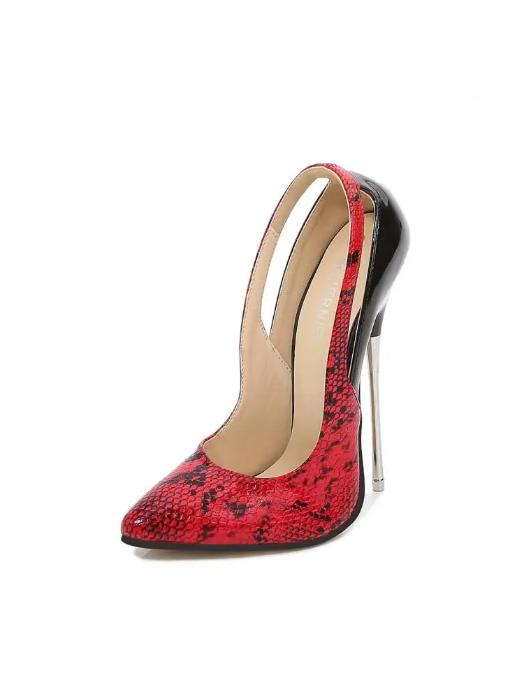 

Туфли-лодочки женские на тонком высоком каблуке, со змеиным принтом