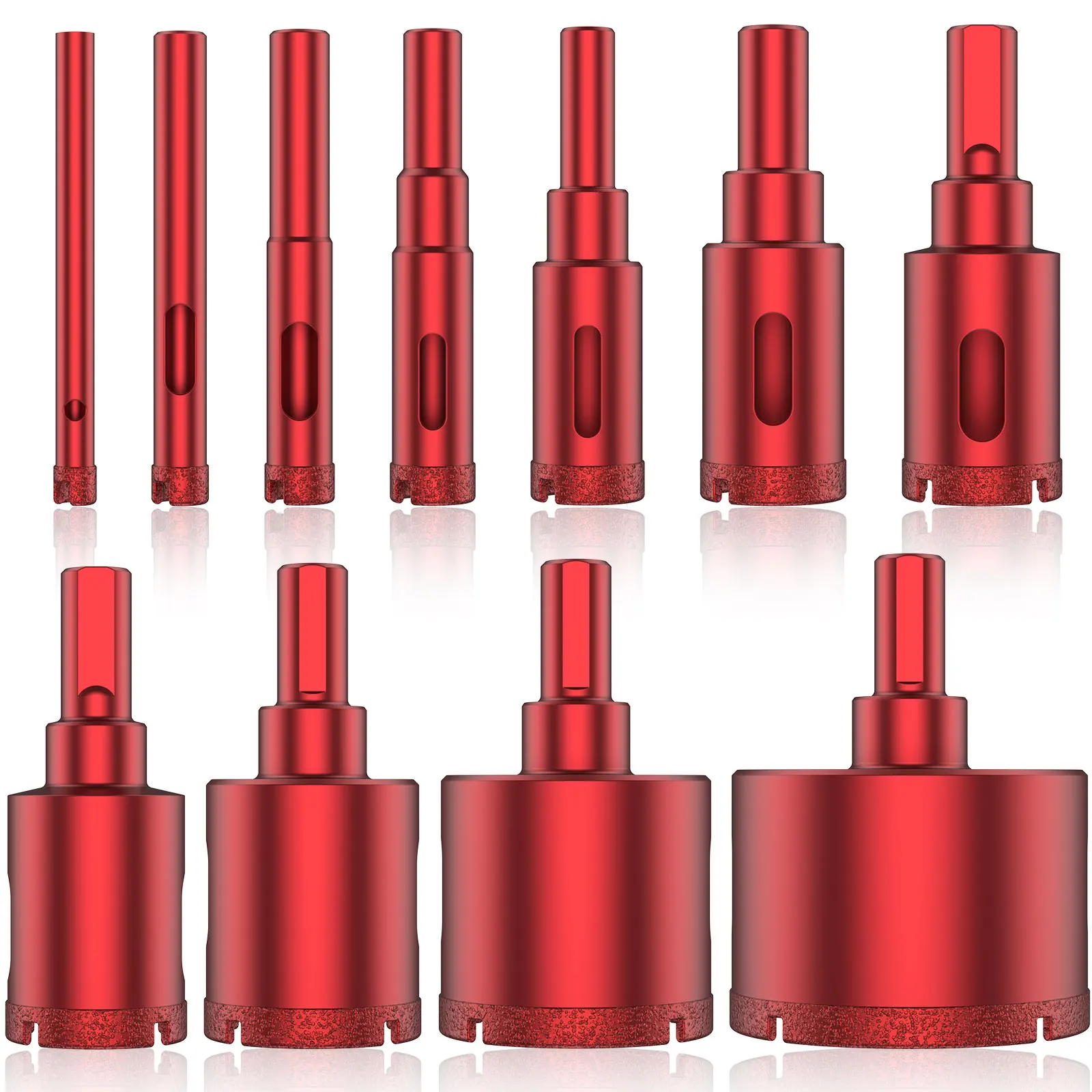 

Набор резцов для отверстий, комплект из 11 резцов из углеродистой стали с алмазным покрытием, 6-50 мм, для плитки и стекла