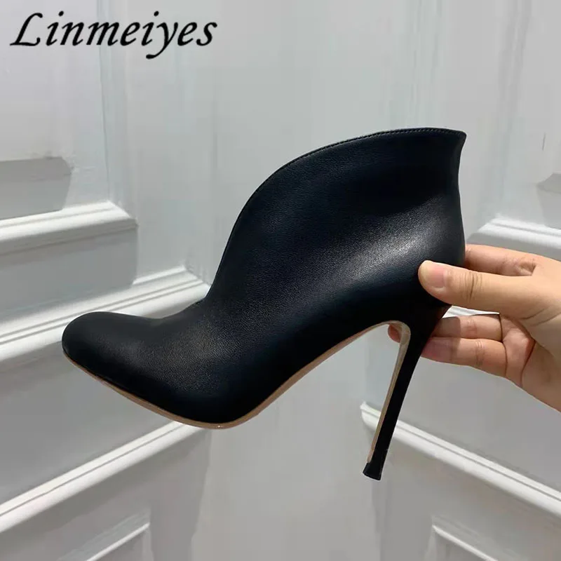 

Sexy High Heels Ankles Boots Women Shallow Suede Runway Pumps Shoes Female Round Toe Thin Heels Modern Boots For Woman
