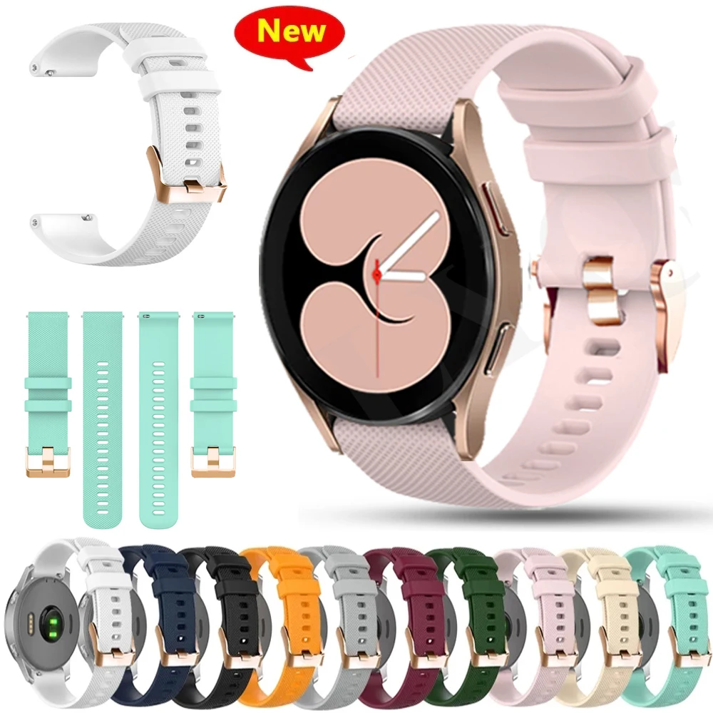 

20mm Silicone Smartwatch Strap for Samsung Galaxy Watch 4 40 44mm Strap for Samsung Galaxy Watch 4 Classic 42 46mm Bracelet