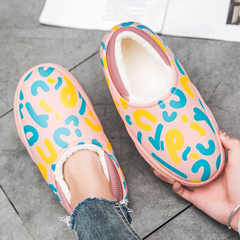 

Winter Home Couple Cotton Slippers Bag Heel Plus Velvet Thick Warm Casual Cotton Shoes Men Thick Bottom Non-slip Home Slippers