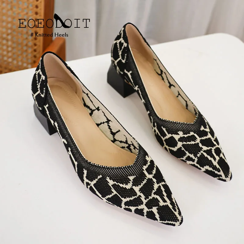 

5 CM Heeled Shoes Fashion Weave Pumps Shoes Women Pointed Toe Heels Pumps Spring Autumn