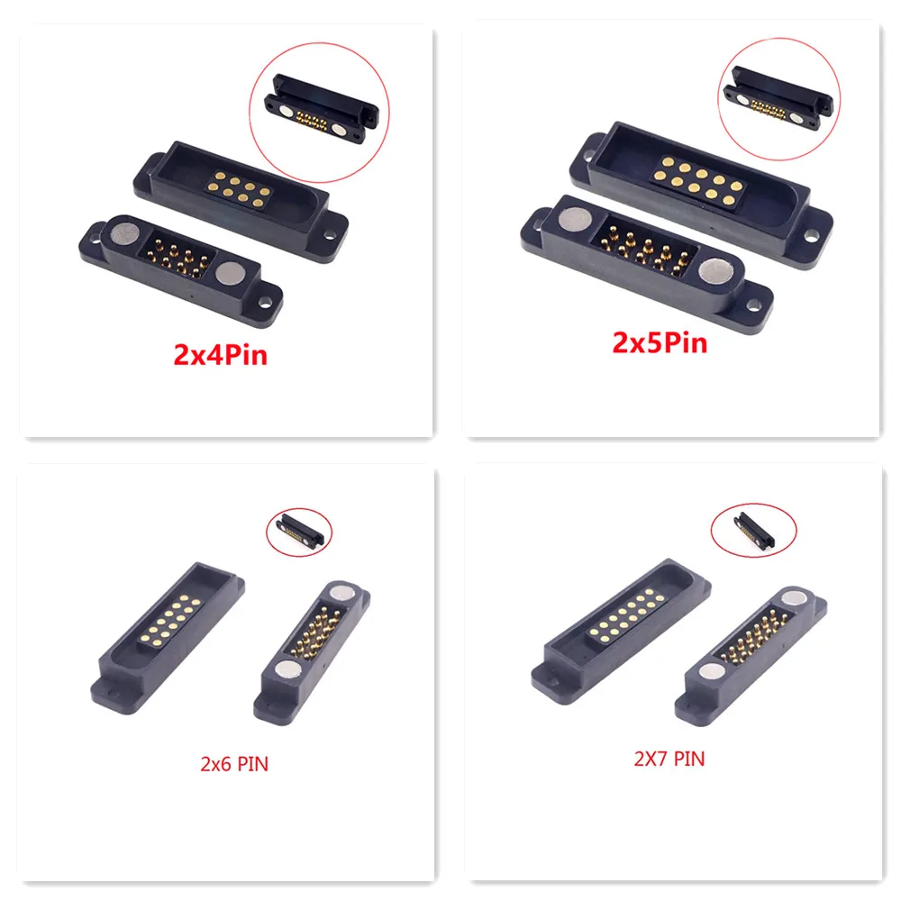 1/3/5/20/50 пар, двухрядный магнитный разъем Pogo Pin, 8/10/12/14 полюсов, штекер, гнездо, шаг 2,54 мм, зарядка от источника постоянного тока