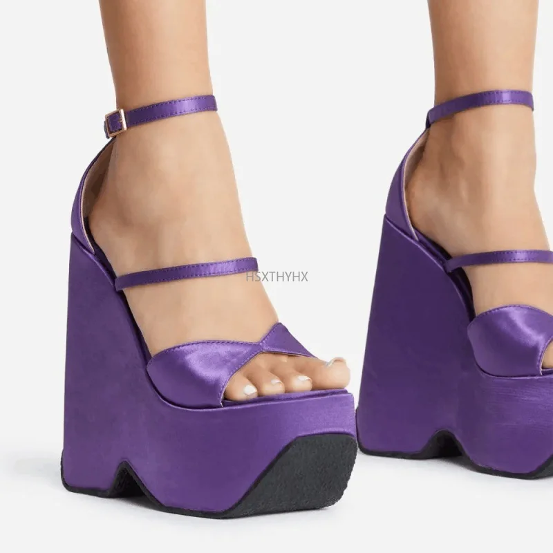 

2022 Summer New Wedges Sandals Women Platform Sexy Dress Party Ankle Strap Super High Heels Shoes for Woman Mature Ladies Shoes