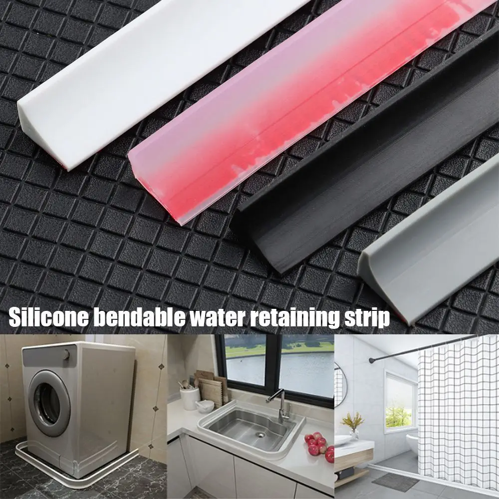 

Silicone Bendable Self-Adhesive Water Retaining Strip Dry and Wet Separation Shower Dam Flood Barrier Door Bottom Sealing Strip
